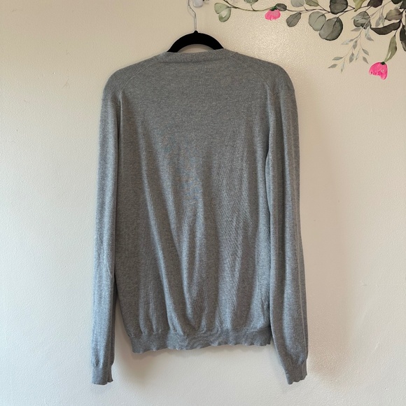 Roberto Collina Gray V-Neck Men's Cardigan, Unisex Style, Size Large - Picture 2 of 9